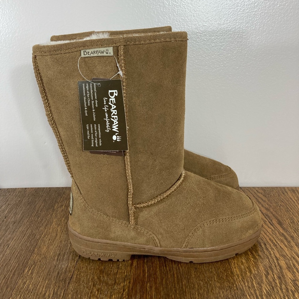 NWT BearPaw Meadow Mid-Calf Slip On Winter Boot Women’s Size 6 Brown Suede